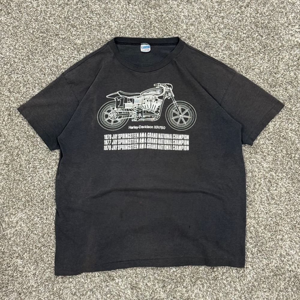Vintage 70s‎ Harley Davidson XR-750 Jay Springsteen Champion Blue Bar T-Shirt XL